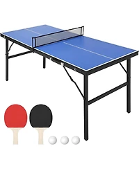 gaomon Table Tennis Game Set, Portable Ping Pong Table with Demountable Nylon Net, 2 Paddles and 3 Balls, Table Tennis Game for Outdoor Indoor