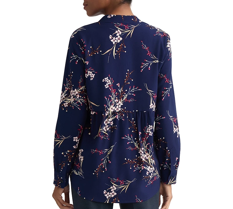 Jones New York Women's Split V-Neck Printed Popover Top