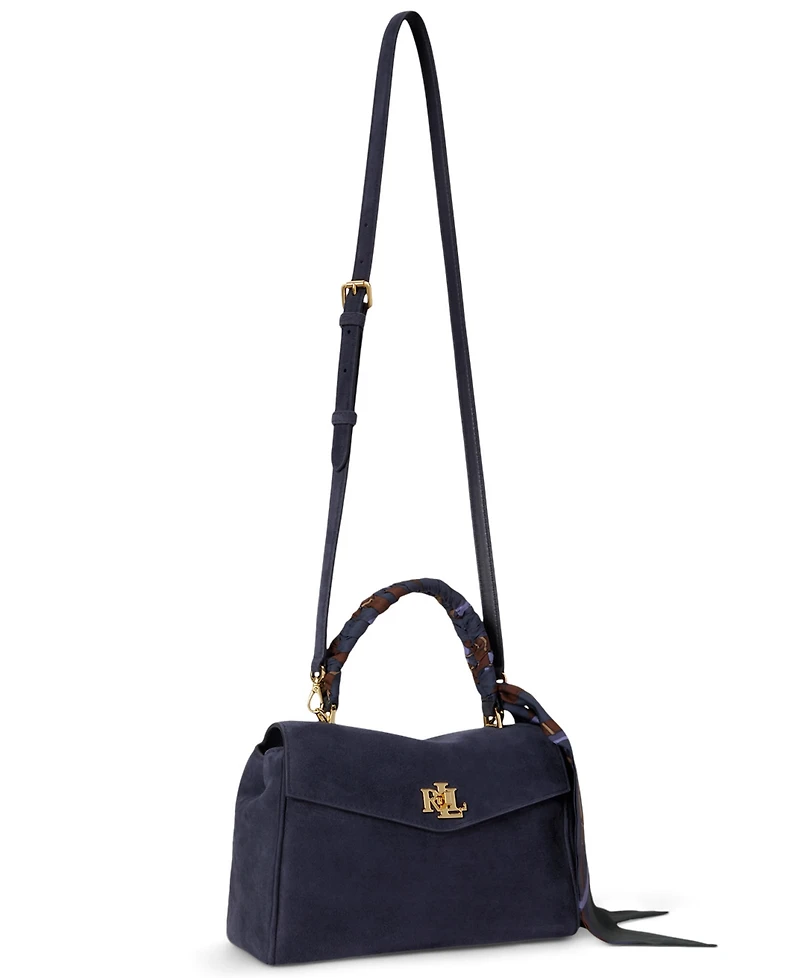 Lauren Ralph Lauren Farrah Scarf Trim Small Soft Satchel Handbag
