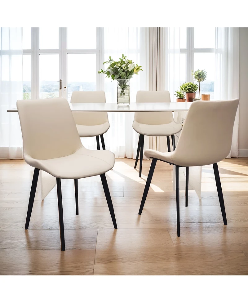 Streamdale Furniture Pu Leather Dining Chairs with Metal Legs Set of 2