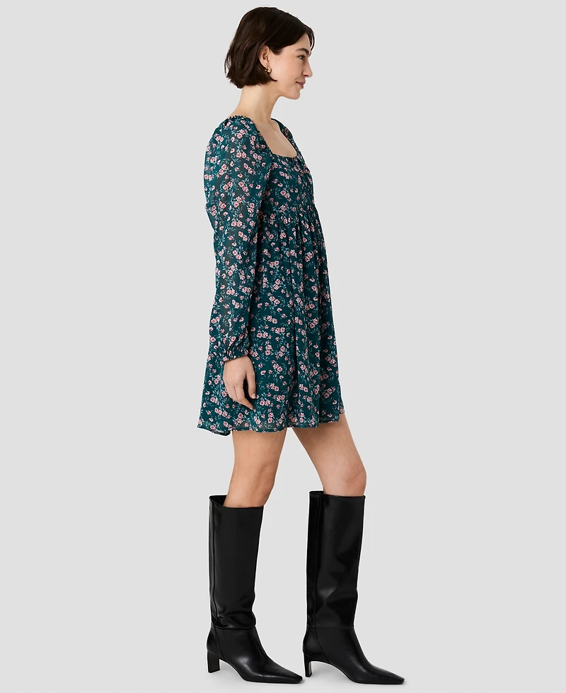 French Connection Women's Square Neck Fitted Bodice Flare Mini Dress