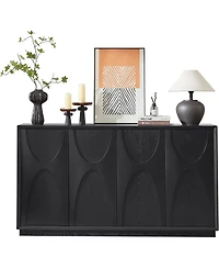 Streamdale Furniture 4-Door Solid Wood Carved Accent Cabinet with Adjustable Shelves