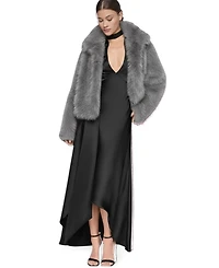 Halston Women's Short Notch Collar Fur Coat