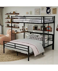 Streamdale Furniture Metal Loft Bed with Desk Ladder and Guardrails for Teens and Adults