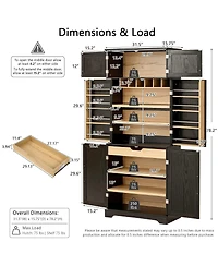 Streamdale Furniture 78.2'' Farmhouse Kitchen Pantry Cabinet with Adjustable Shelves and Wine Rack