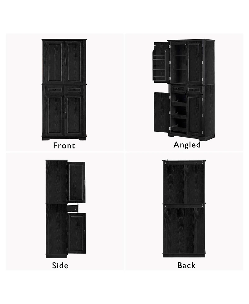 Streamdale Furniture 71'' Tall Farmhouse Kitchen Pantry with 3 Pull-Out Organizers and 6 Door Shelves