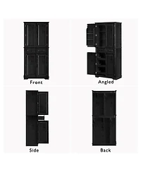 Streamdale Furniture 71'' Tall Farmhouse Kitchen Pantry with 3 Pull-Out Organizers and 6 Door Shelves