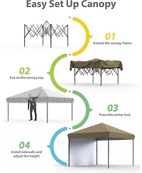 gaomon 10x10 Feet Canopy, Portable Pop-up Tent with 1 Sidewalls, Steel Frame, Water-Resistant and Uv-Resistant Oxford Fabric, for Outdoor Events
