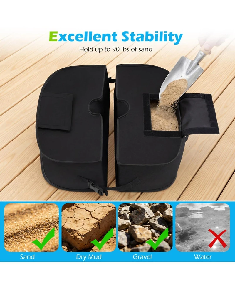 Gouun 2-Pack 90 Lb Umbrella Base Weight Sandbags with Carry Handles