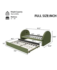 Streamdale Furniture Full Size Upholstered Day Bed Frame With Pull In And Out Function