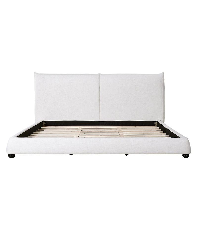 Streamdale Furniture California King Upholstered Platform Bed with Linen Pillow-Back Headboard