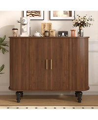Streamdale Furniture 39'' Fluted Mid-Century Modern Bar Cabinet with Wine Racks and Storage