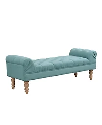 Streamdale Furniture Button-Tufted Upholstered Ottoman Bench with Rolled Arms Dusty Teal