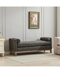 Streamdale Furniture 66.34''W Upholstered End of Bed Bench with Wood Frame and 2 Bolsters Pu