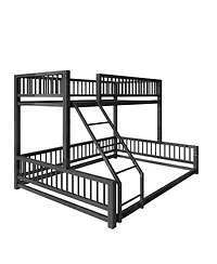 Streamdale Furniture Twin Xl over Queen Floor Bunk Bed with Ladder and Guardrails
