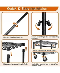 Streamdale Furniture Heavy Duty 3-Tier Rolling Garment Rack with 2 Rods and Side Hooks
