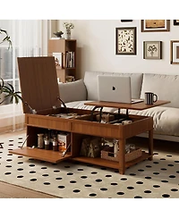 Streamdale Furniture Lift-Top Coffee Table with Hidden Storage Open Shelf and Adjustable Desk