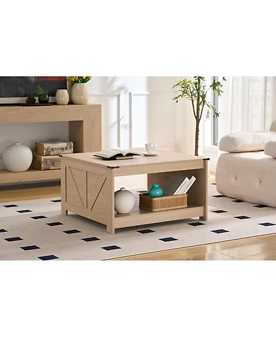 Streamdale Furniture Rustic Wood Farmhouse Coffee Table with Storage