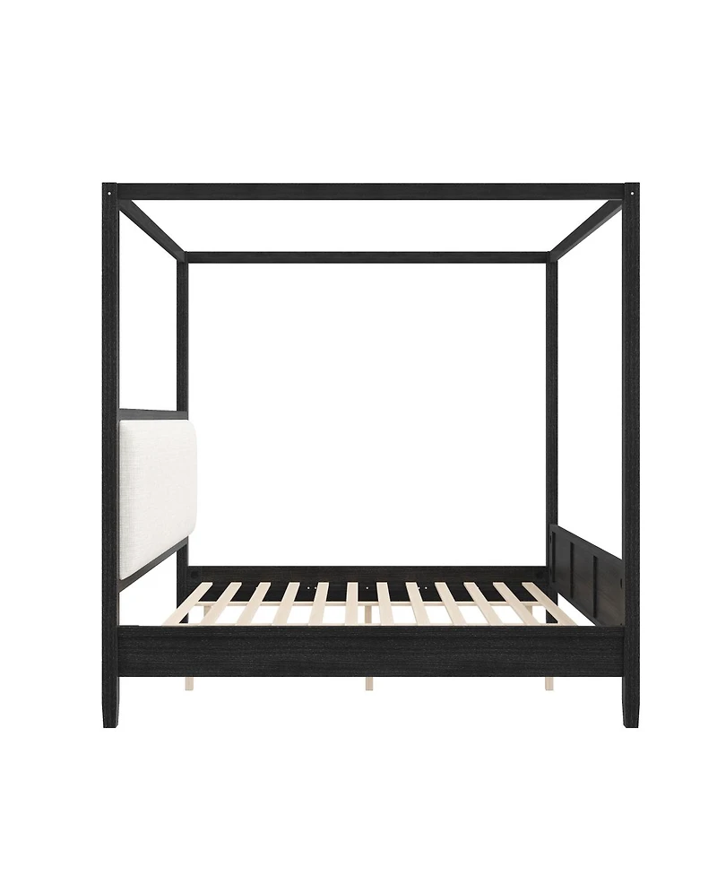 Streamdale Furniture Wooden Canopy Platform Bed with Upholstered Headboard