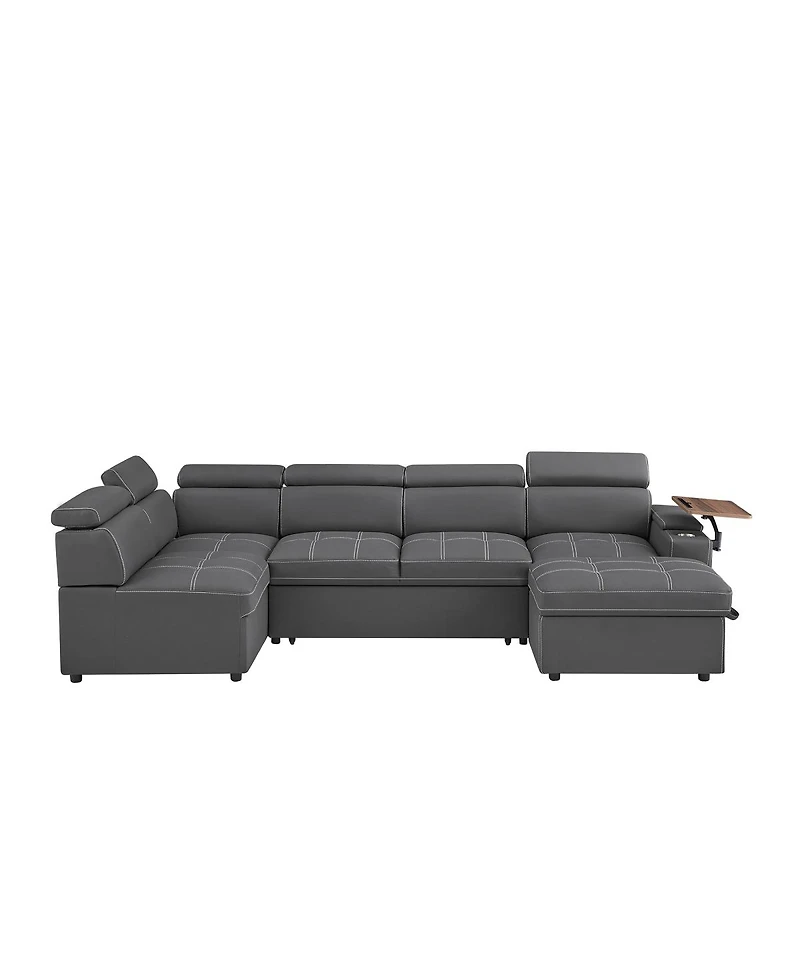 Streamdale Furniture Fabric Sectional Sofa with Storage Ottoman