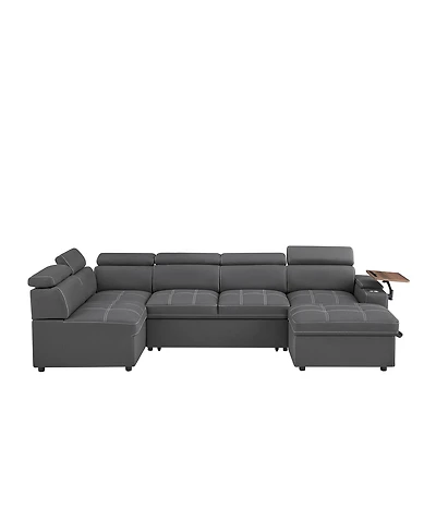 Streamdale Furniture Fabric Sectional Sofa with Storage Ottoman