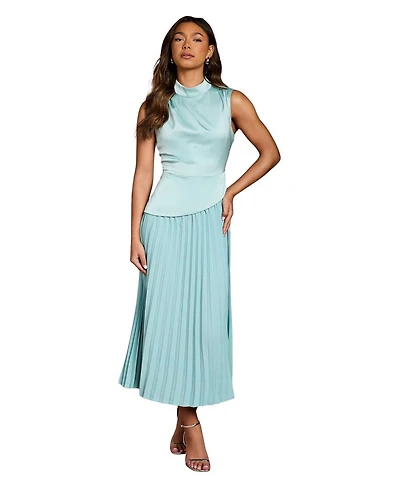 Coast Women's High Neck Pleated Midi Dress