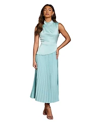 Coast Women's High Neck Pleated Midi Dress