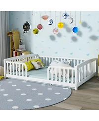 Streamdale Furniture Full Size Floor Fence Bed with Guardrails