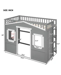 Streamdale Furniture Twin Size House Loft Bed With Ladder