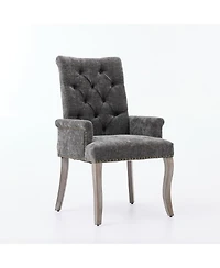 Streamdale Furniture Tufted Chenille Upholstered Dining Chair with Curved Wood Legs