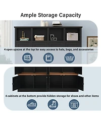 Streamdale Furniture 76.7'' Farmhouse Hall Tree with Bench Coat Rack and Storage Cabinet