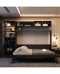 Streamdale Furniture Full Size Murphy Bed Wall Bed with Sofa Shelves Usb