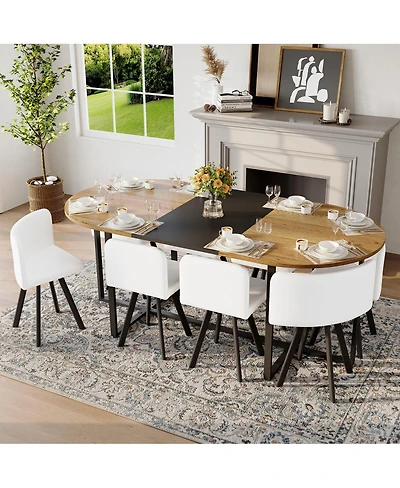 Streamdale Furniture 9-Piece Oval Dining Table Set with 8 Pu Leather Chairs
