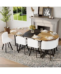 Streamdale Furniture 9-Piece Oval Dining Table Set with 8 Pu Leather Chairs