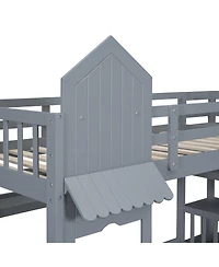 Streamdale Furniture Castle Style Bunk Bed with 2 Drawers 3 Shelves and Slide