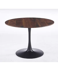 Streamdale Furniture 42.1'' Walnut Round Tulip Pedestal Dining Table for 4-6 People