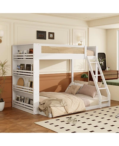 Streamdale Furniture Twin over Full Bunk Bed with Shelf and Led