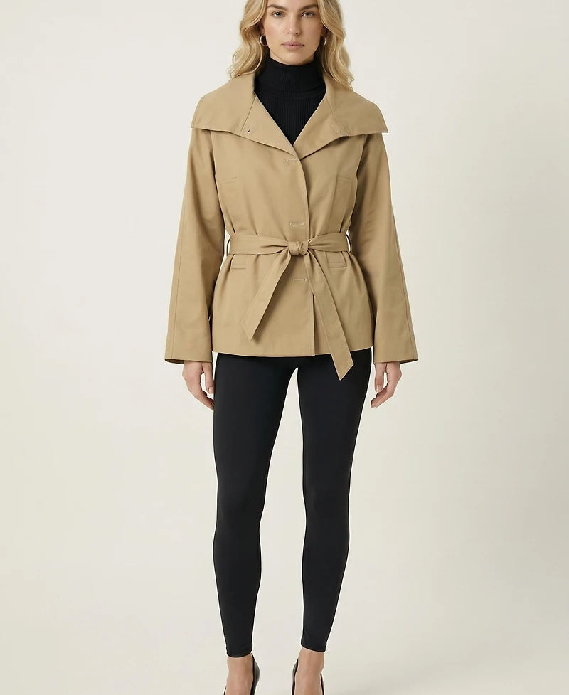 Modenaire Women's Belted Wrap Wide-Lapel Jacket