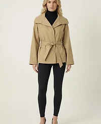 Modenaire Women's Belted Wrap Wide-Lapel Jacket