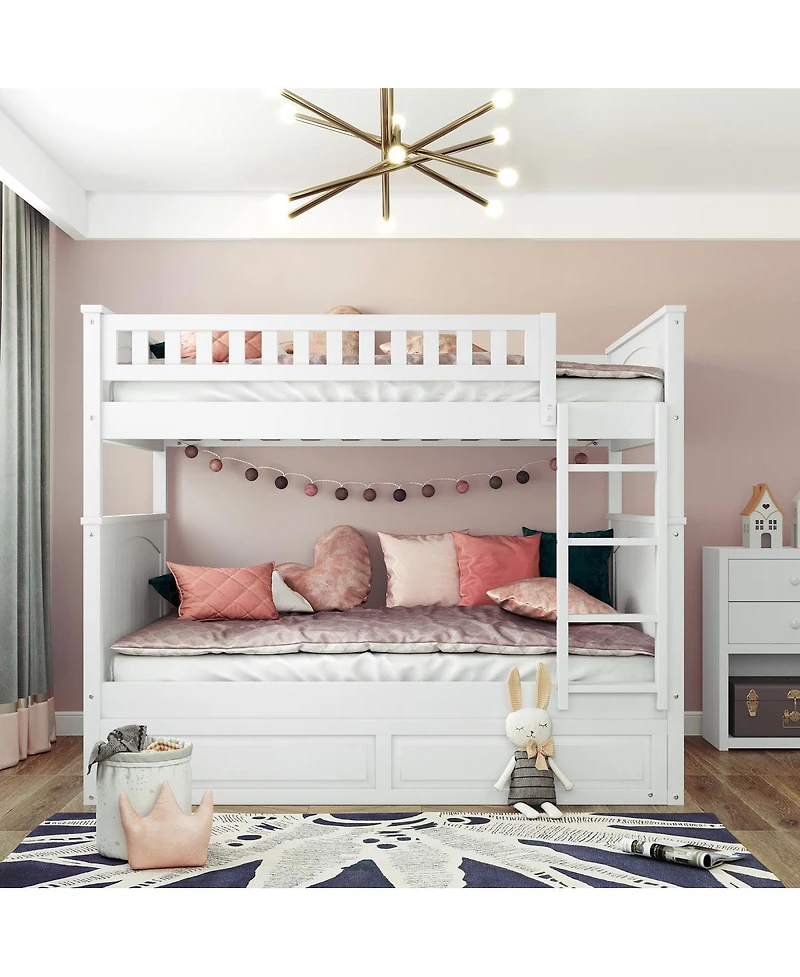 Streamdale Furniture Bunk Bed with Twin Trundle Pine Wood