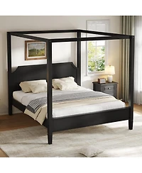 Streamdale Furniture King Size Wooden Canopy Platform Bed with Headboard and Support Legs
