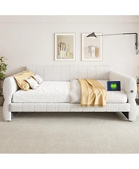 Streamdale Furniture King Size Upholstered Platform Bed with Usb