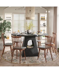 Streamdale Furniture 47-Inch Round Farmhouse Dining Table with Storage Base (Table Only)