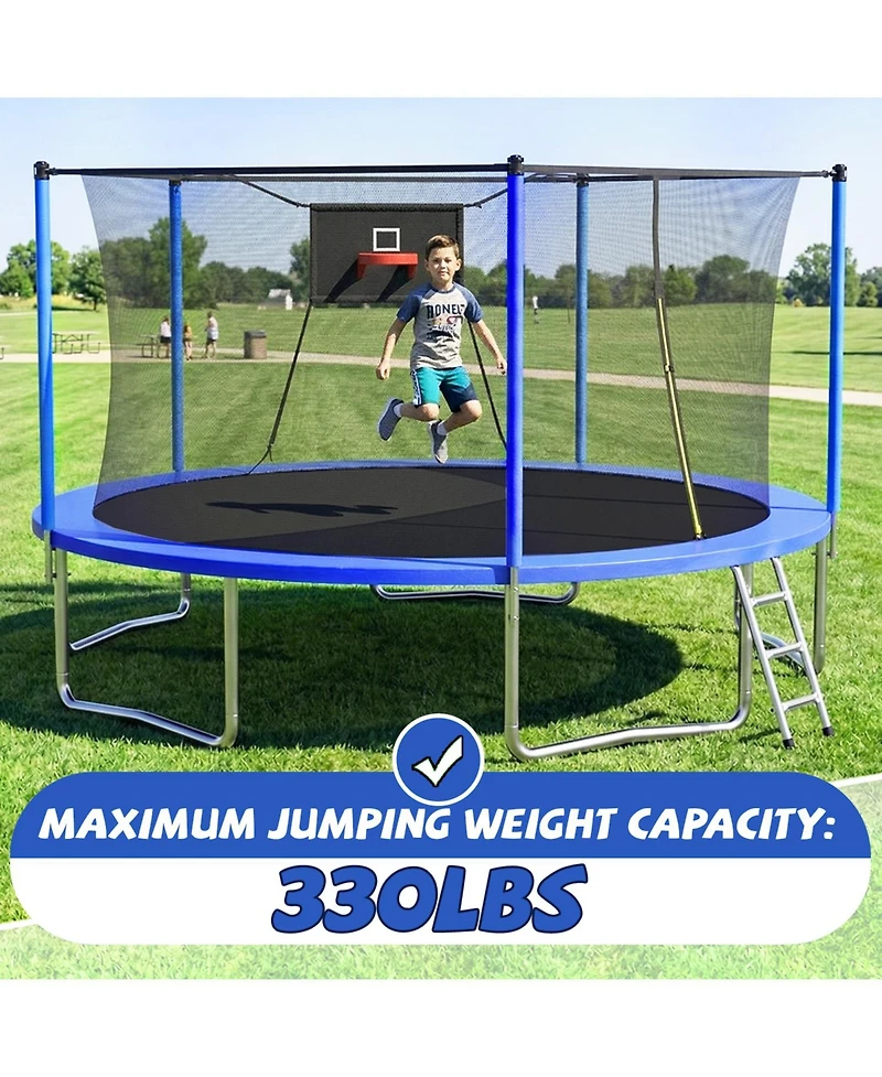 Zeny Classic Trampoline with 5 Legs and Basketball Hoop