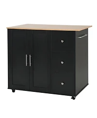 Streamdale Furniture Mobile Kitchen Island with Storage 3 Drawers and Adjustable Shelf