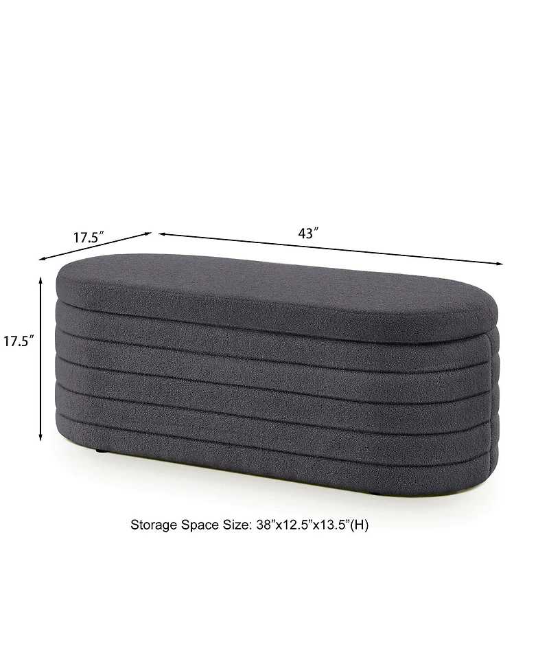 Streamdale Furniture Modern Oval Upholstered Storage Ottoman Bench