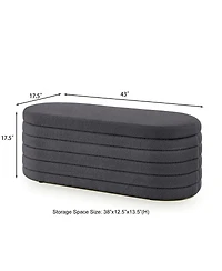 Streamdale Furniture Modern Oval Upholstered Storage Ottoman Bench