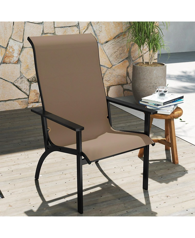 Sugift Outdoor Adirondack Patio Chair with High Back and Metal Frame