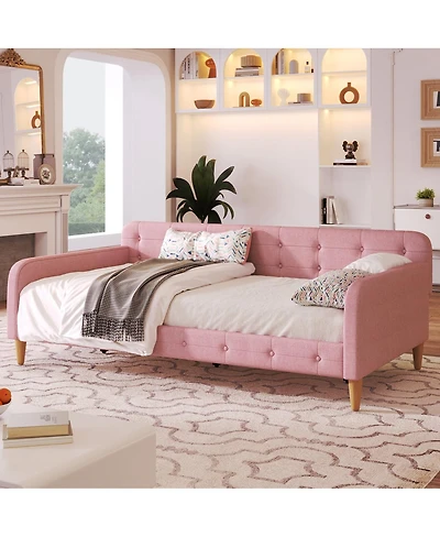 Streamdale Furniture Upholstered Daybed with 4 Support Legs Rubine
