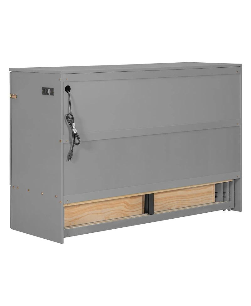 Streamdale Furniture Queen Size Murphy Bed with Drawer Usb Ports and Pulley Design